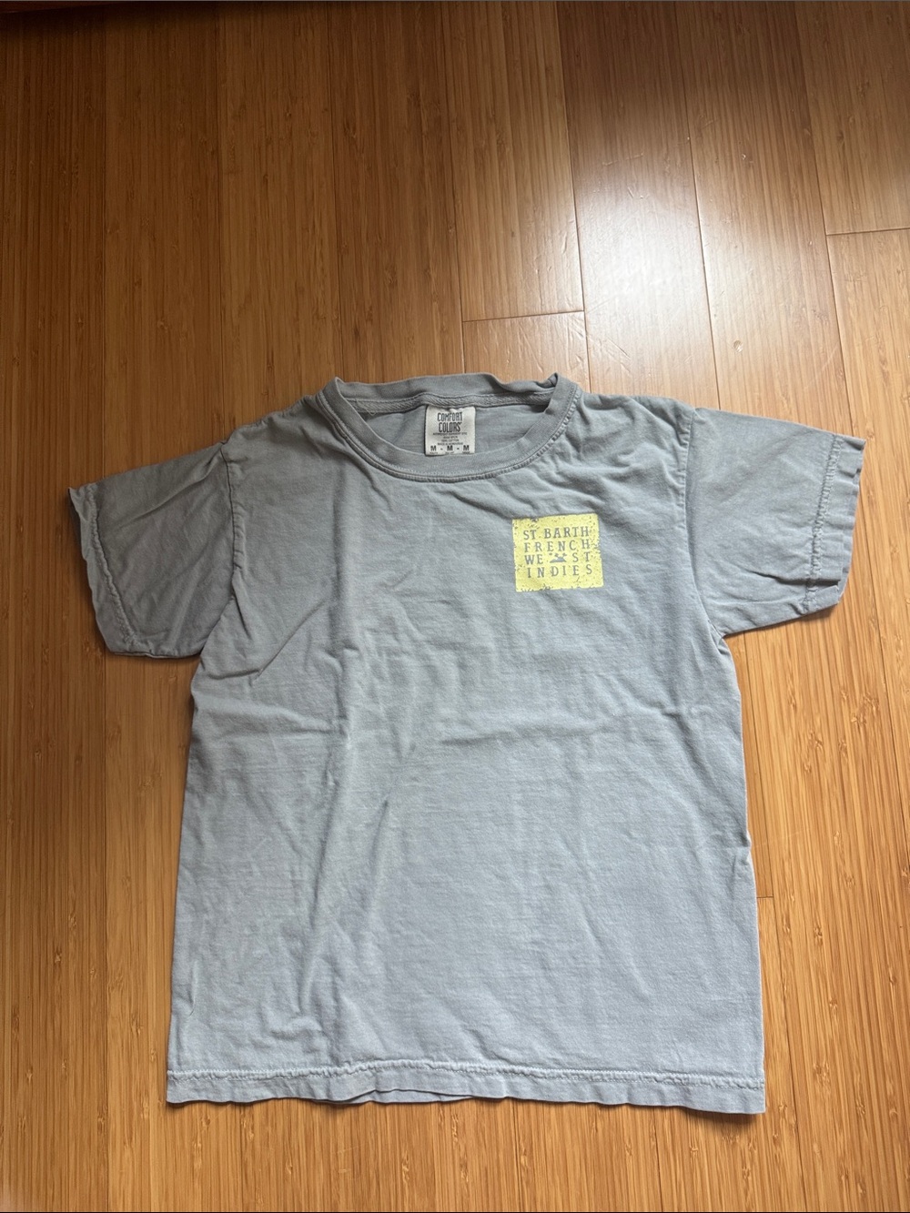 Comfort Colors Light Gray Short Sleeve Tee with Yellow Chest Patch Logo